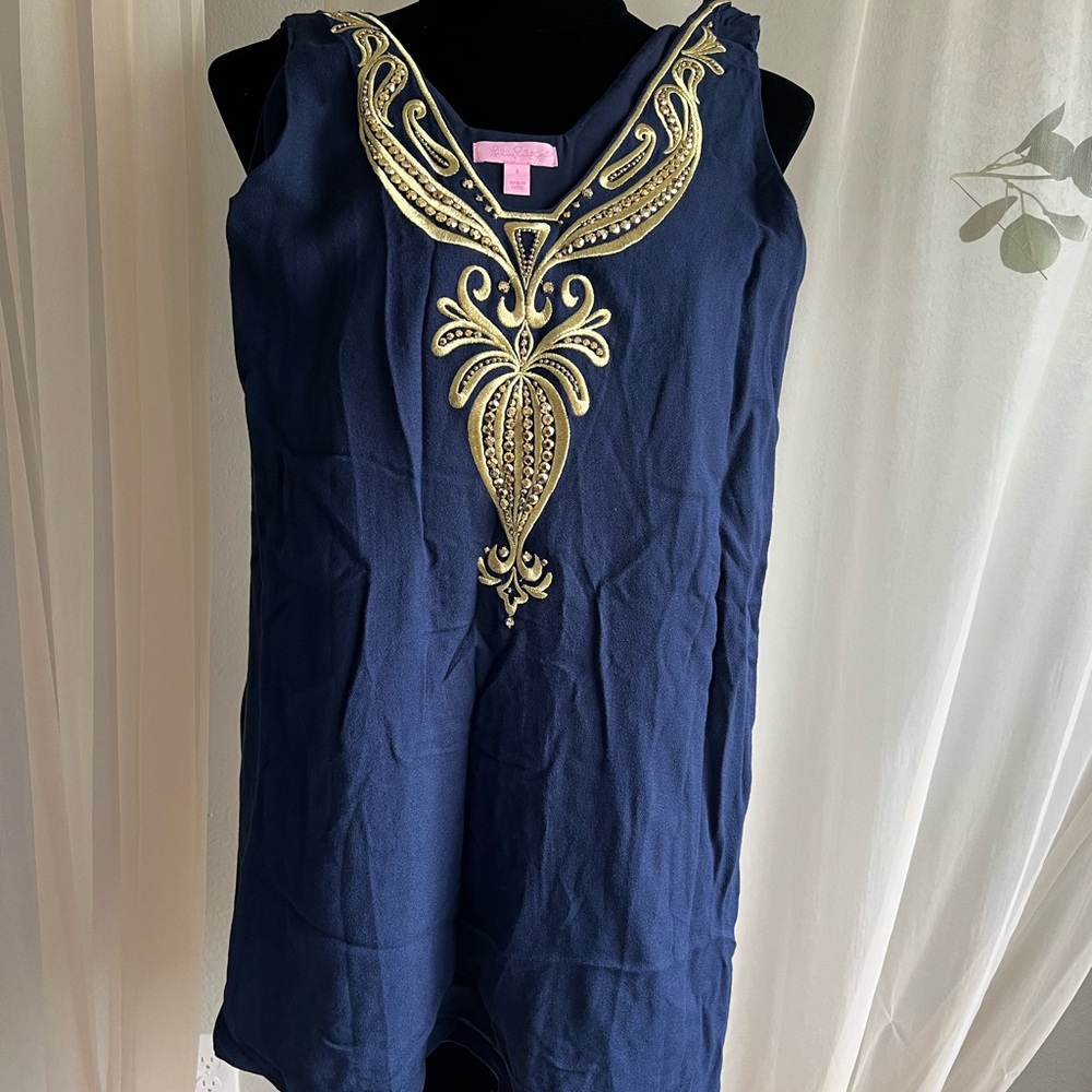 Lilly Pulitzer Navy and Gold Mini Dress